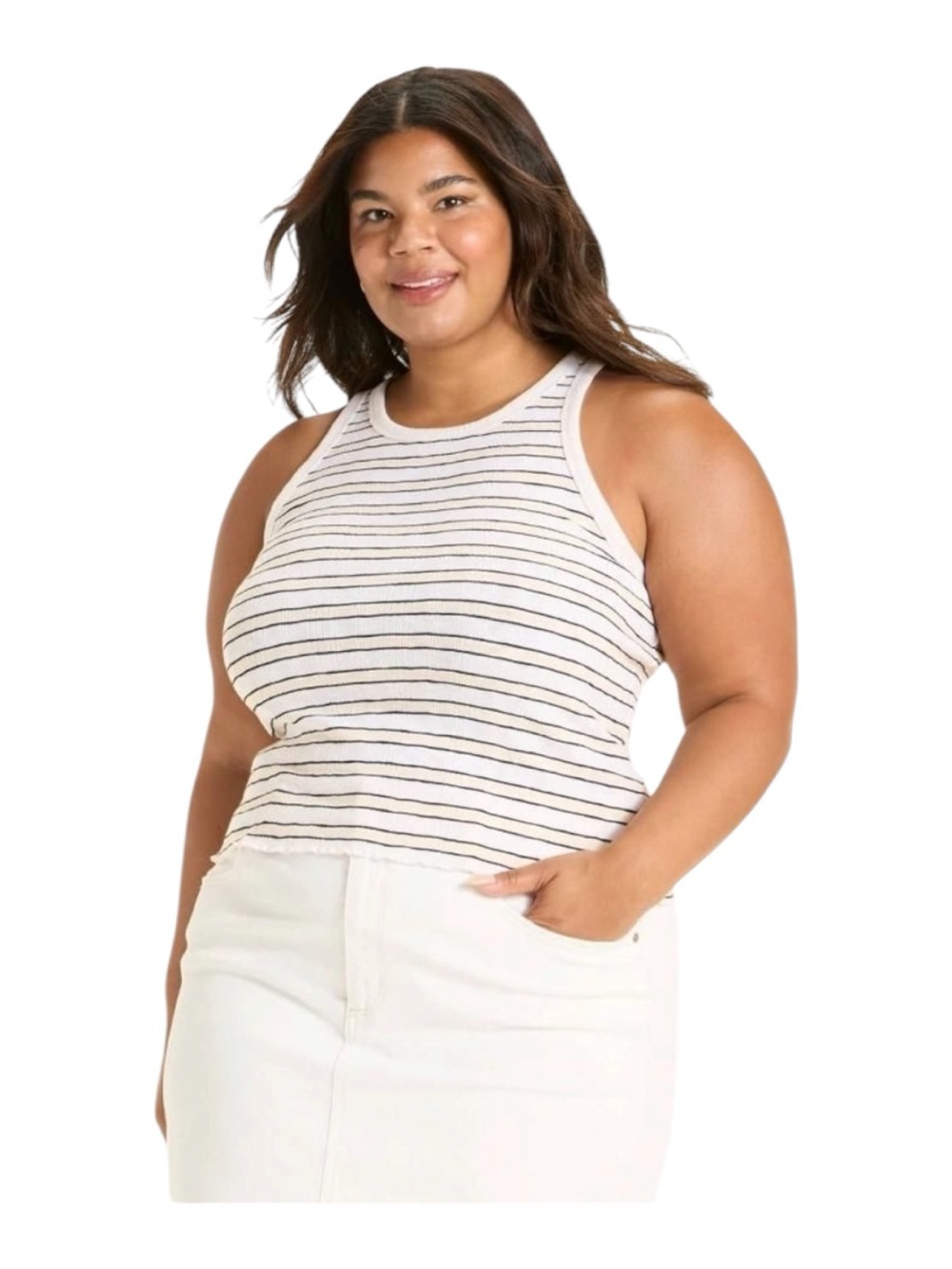Universal Thread Size 2X  Striped Ribbed Tank Top